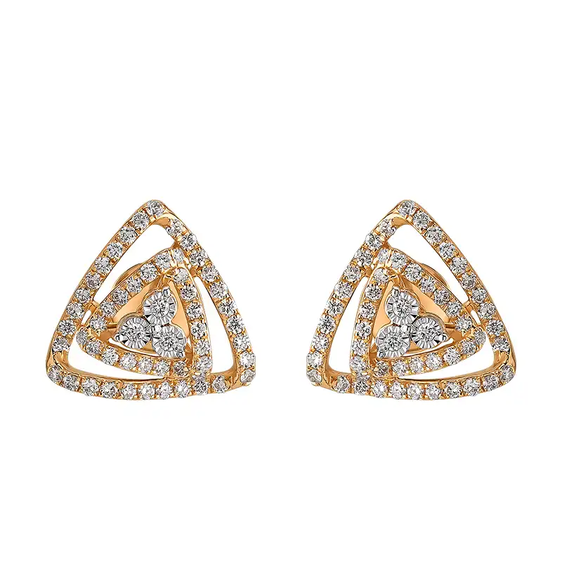 Triangle 18K Rose Gold Diamond Earrings